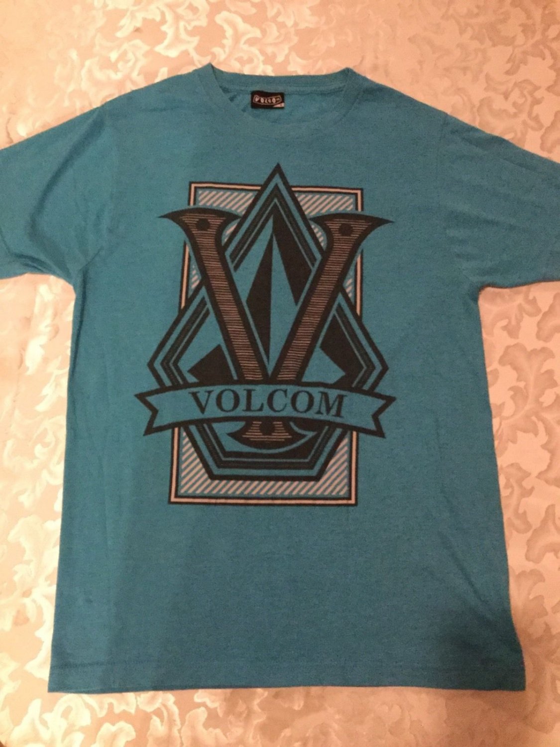 Mens Volcom shirt Size small T shirt light blue graphic Tee shirt