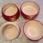 Football bowls ceramic 3 stackable 1 lid serving set vintage centerpiece brown