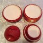 Football bowls ceramic 3 stackable 1 lid serving set vintage centerpiece brown