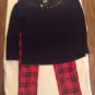 Justice pants set Size 12 black top red plaid knit jegging 2 piece lot girls