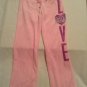 Valentines Day Size 6 Justice pants yoga sweat pink glitter heart LOVE girls