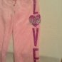 Valentines Day Size 6 Justice pants yoga sweat pink glitter heart LOVE girls