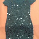 Size 7 Justice sweater dress sequin metallic blue Holiday Girls