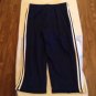 Size medium Adidas capri pants elastic waist blue sports white stripes ladies