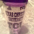 NCAA TCU horned frog tumbler 16 oz insulate thermos lid beverage white purple