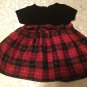 Valentines Day Size 12 mo Youngland black red plaid velour dress girls