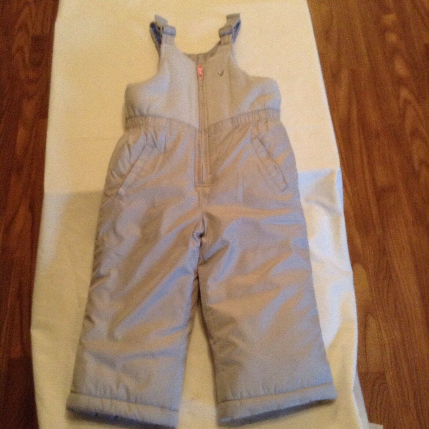 Size 2T Osh Kosh B gosh snowsuit winter bib overall insulated pants silver girls