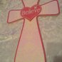 Cross wall decor breast cancer awareness believe pink particle board 12x16x1/2