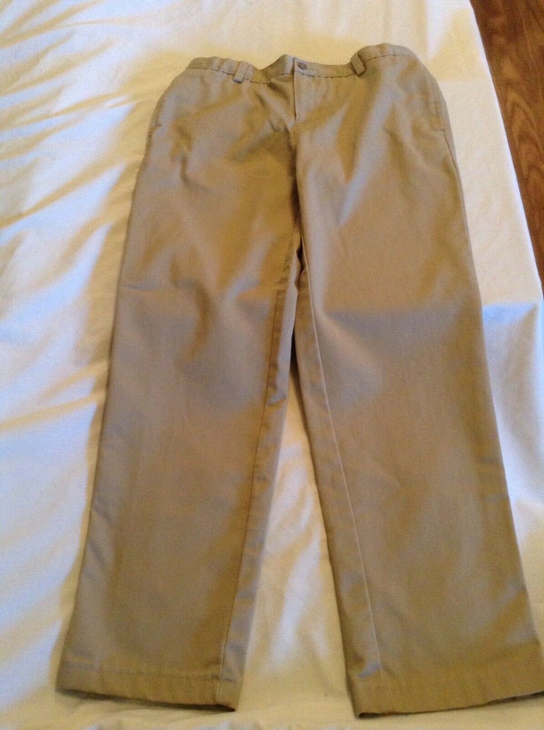 Size 14 Husky Lands End pants khaki flat front uniform boys