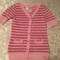 Mothers Day Justice sweater Size 8 pink stripes V-neck button down girls