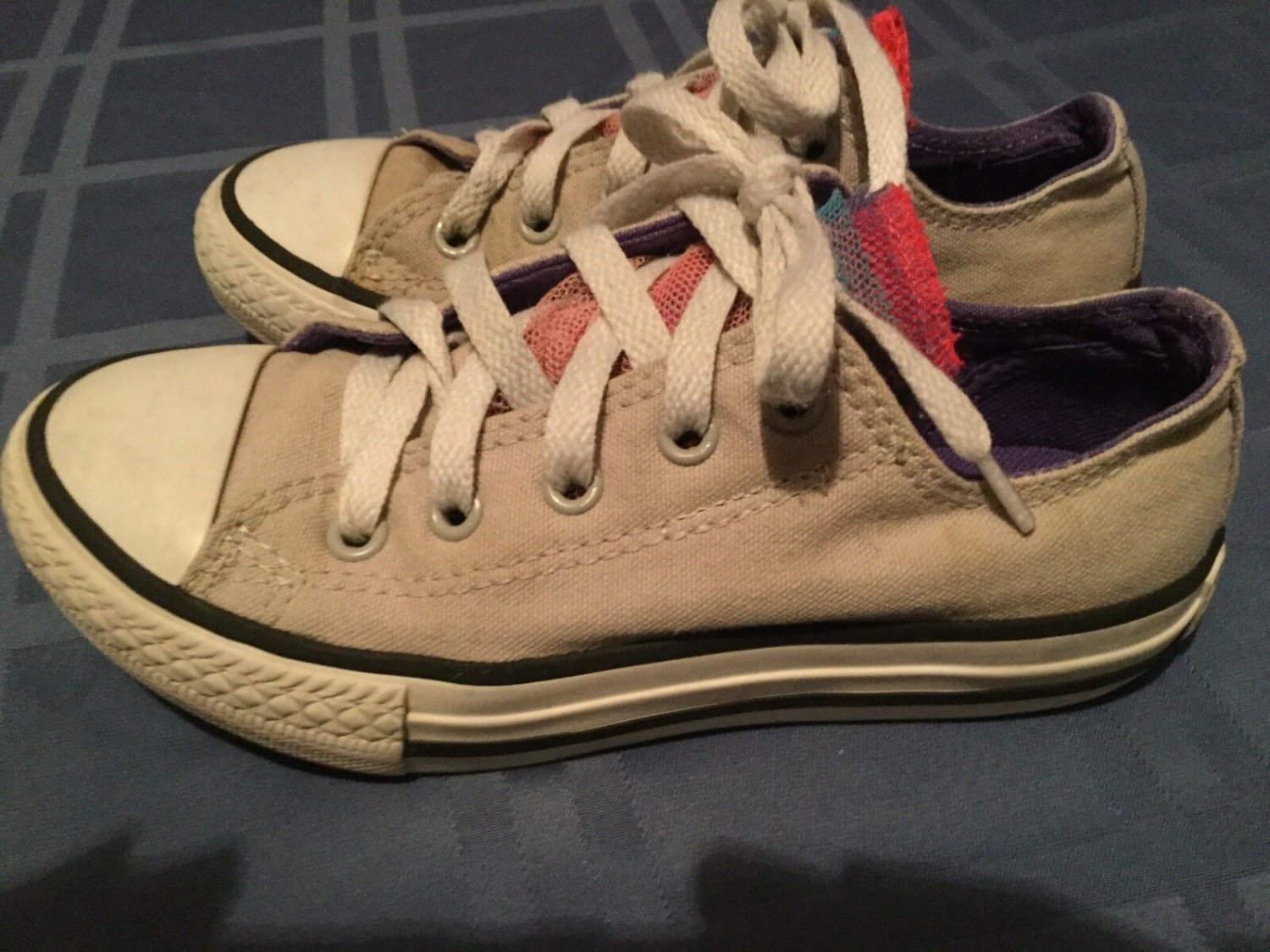 Converse All Star shoes Size 12.5 gray sneakers tennis lace ruffled tongue girls