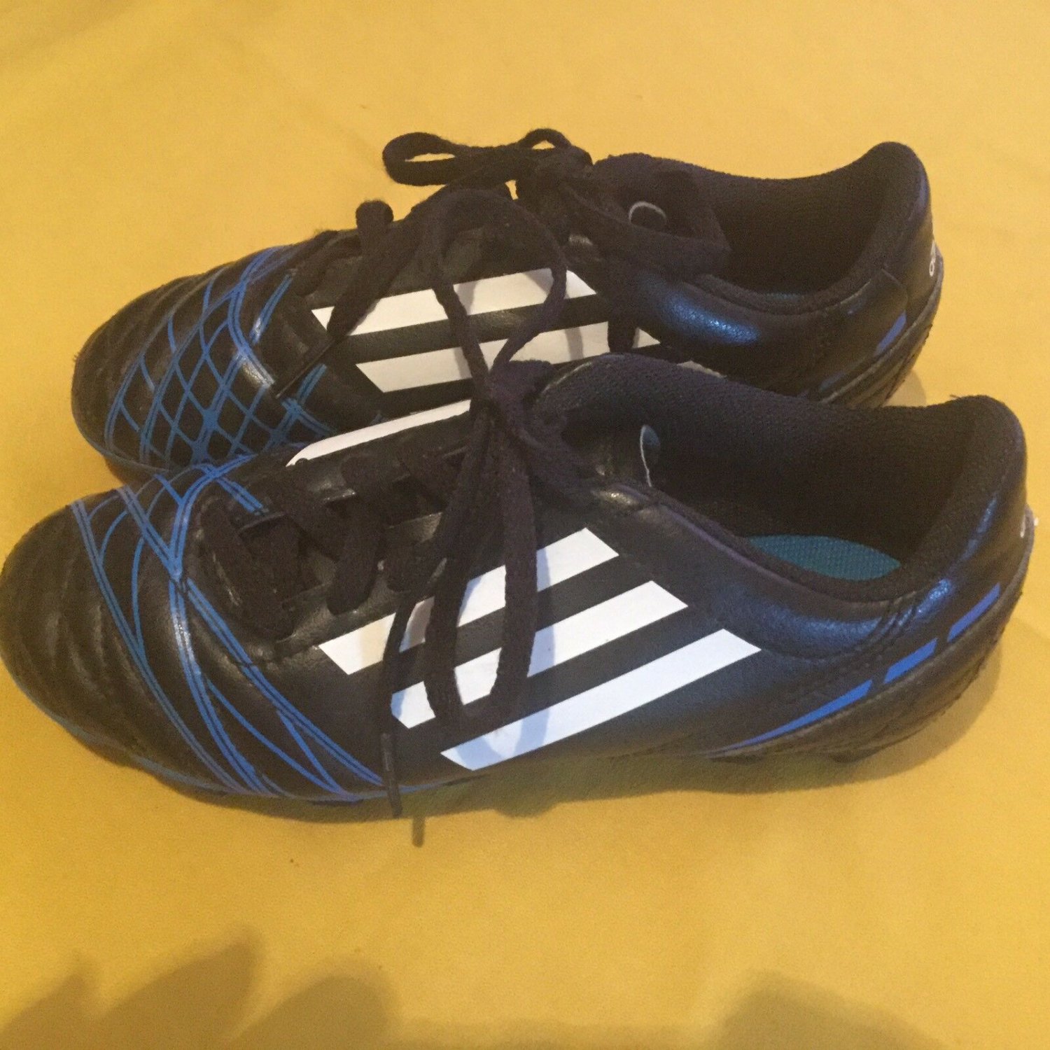 Adidas cleats Size 2 black blue striped soccer baseball softball Youth shoes