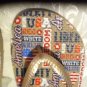 4th of July USA flip flops patriotic Size 9/10 thongs shoes New ladies gold