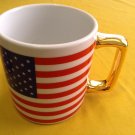 4th of July Teleflora Gift mug American Flag cup USA patriotic gold handle