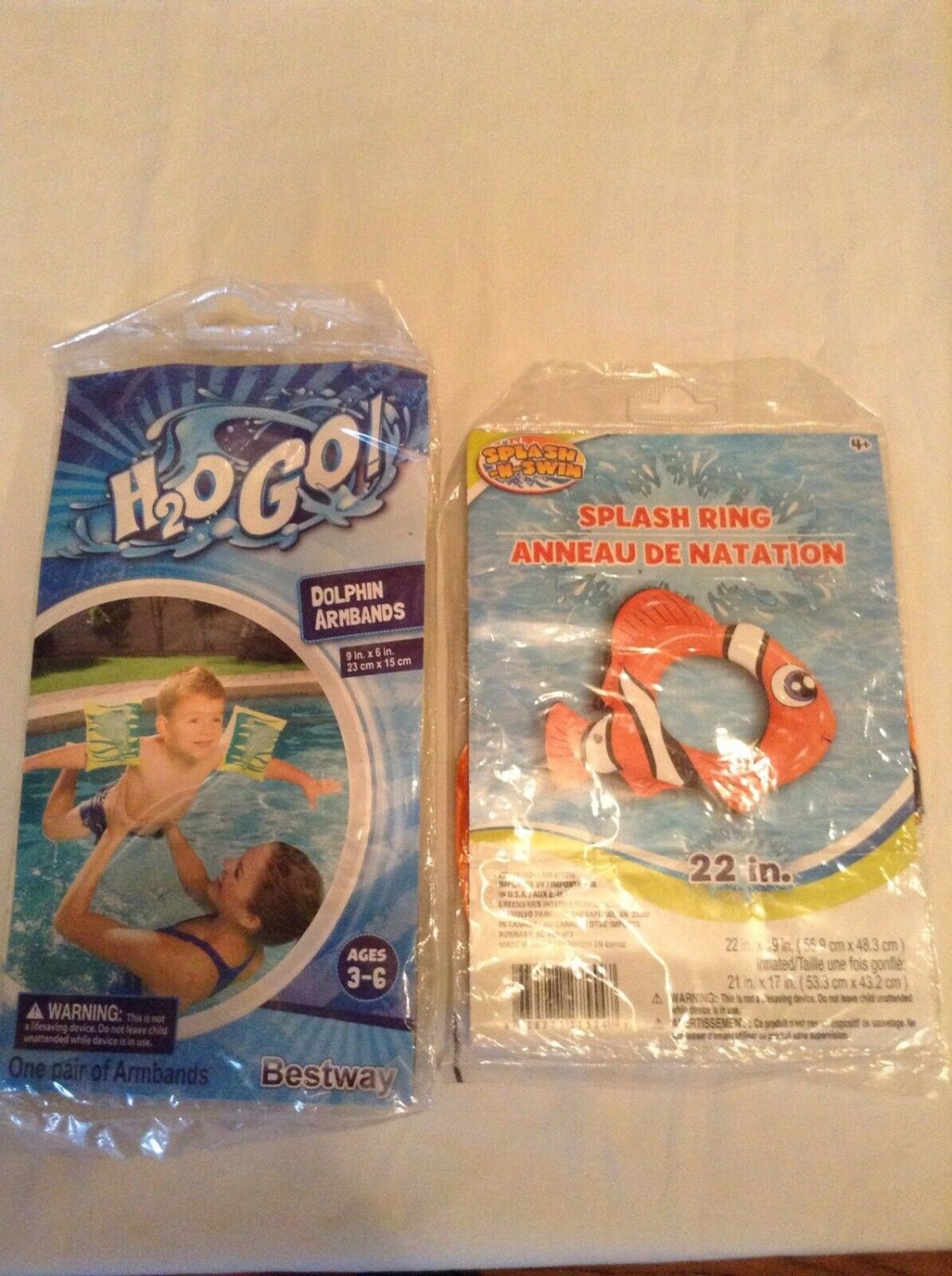 Splash n Swim Nemo splash ring  Bestway H2O Go dolphin armbands Lot of 2
