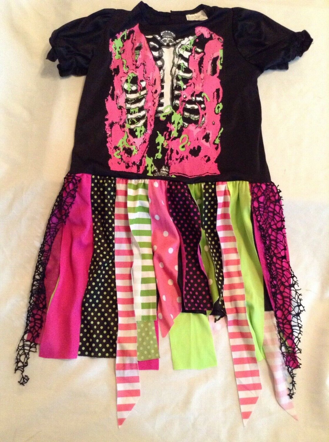 Skeleton dress Size 8  10 medium Fun World black multi color