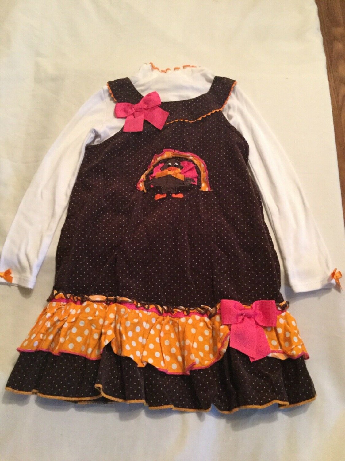 Size 6 Allison Ann dress winter 2 pc set polka dots corduroy brown