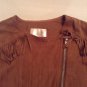 Size 12  14 Justice jacket faux suede leather fringe brown zipper Girls
