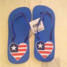 flip flops Size 7/8 medium shoes thongs patriotic US flag heart