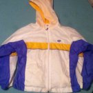Girls Size 7 8 medium jacket windbreaker hoody Hanes Sport white blue yellow