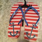 patriotic flip flops Size 11 12 XL thongs anchor USA shoes red blue New