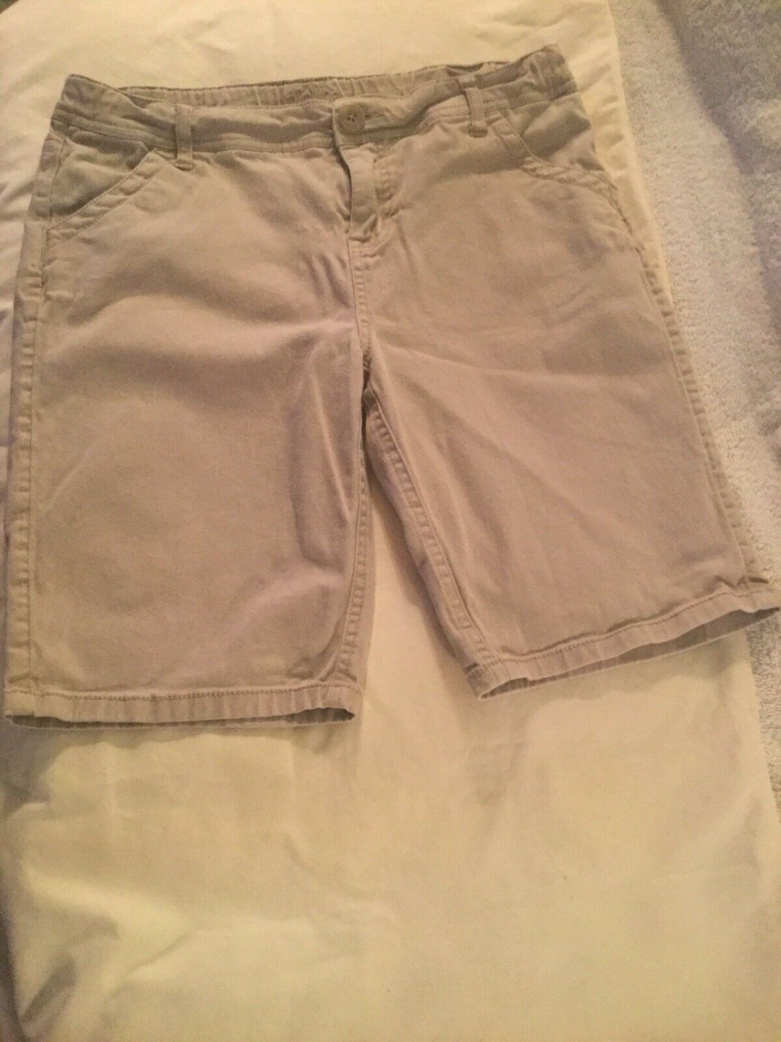 Size 16 Justice shorts uniform khaki flat front adjustable waist Girls