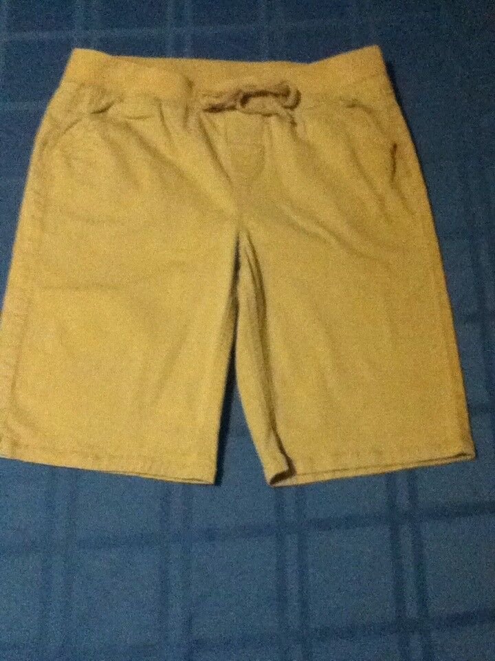 Size 10 Justice uniform shorts long uniform khaki elastic waistband beige girls
