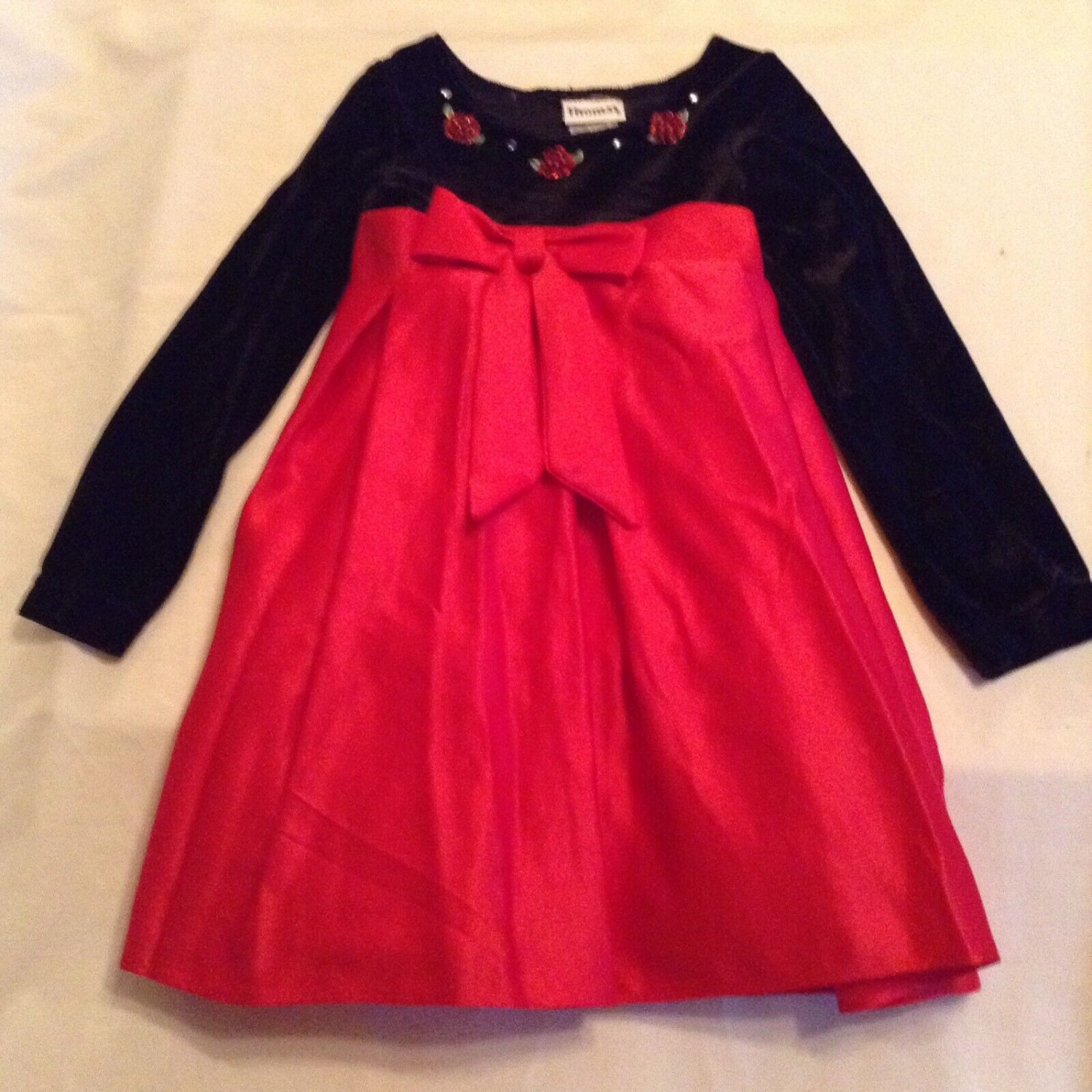 Thomas dress Size 4T red bow lace lining holiday
