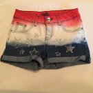 Size 10R Justice shorts jean patriotic sequin stars red white blue