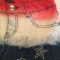 Size 10R Justice shorts jean patriotic sequin stars red white blue