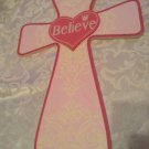 Easter Cross wall decor hanger believe particle board 12x16x1/2 inch