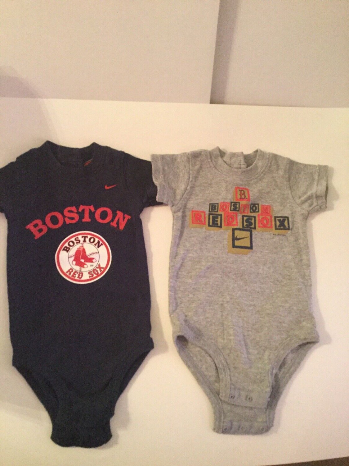 Size 6 9 mo Nike MLB Boston Red Sox romper bodysuit creeper outfit Lot of 2