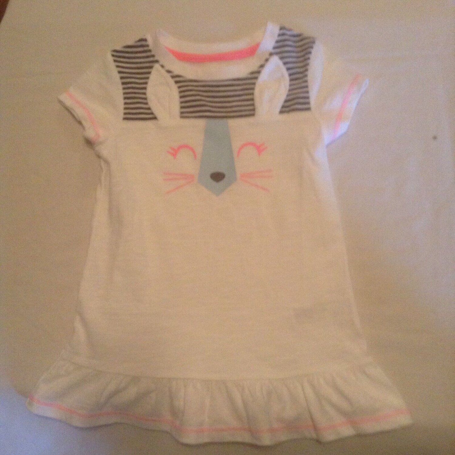 Easter Size 2T Cat & Jack dress rabbit face ruffles white t shirt Girls