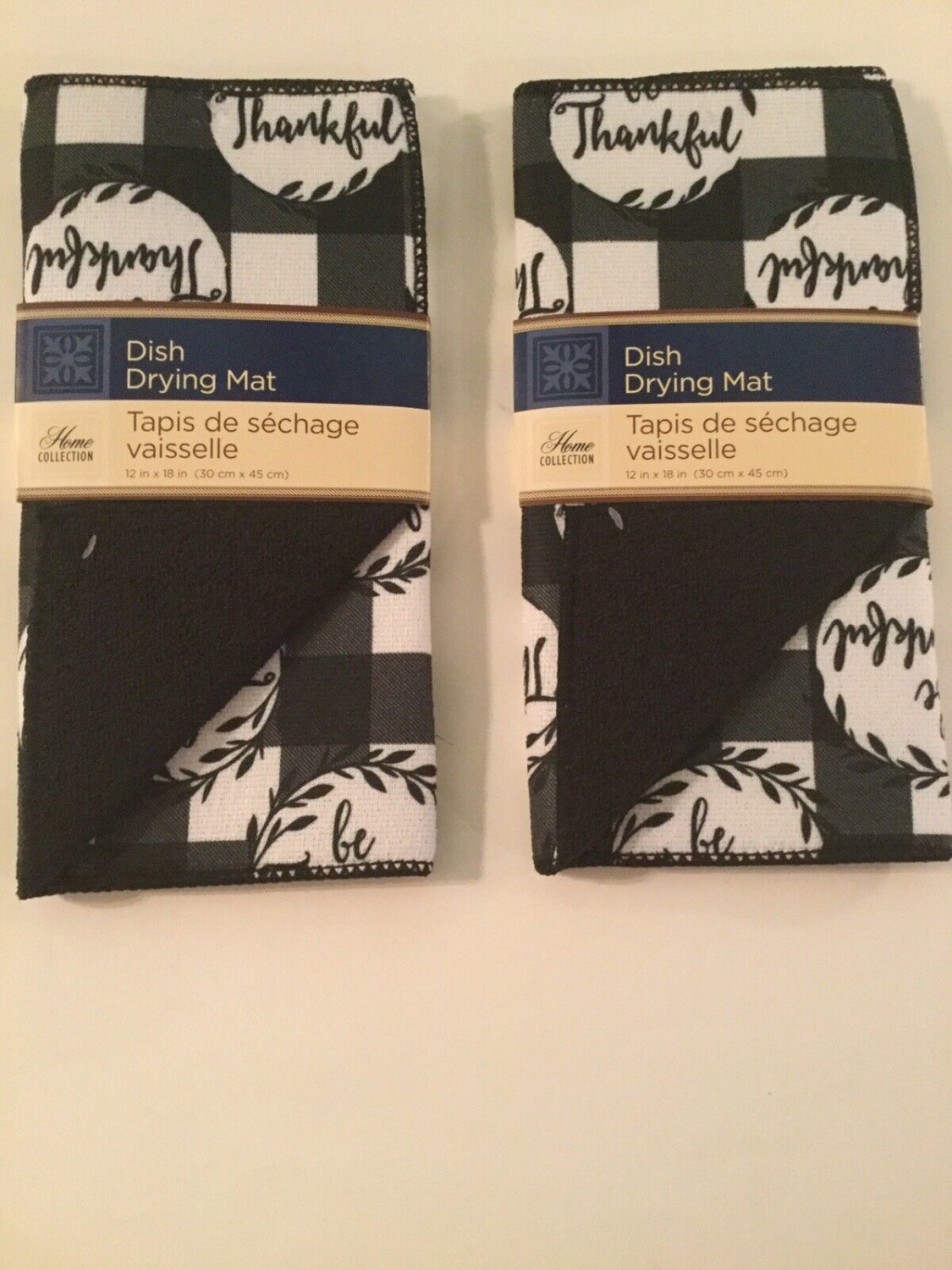 Be thankful dish drying mats 2 pc set reversible black 12x18 inch