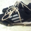 Boys Size 2.5 Adidas baseball cleats softball black white athletic sports shoes