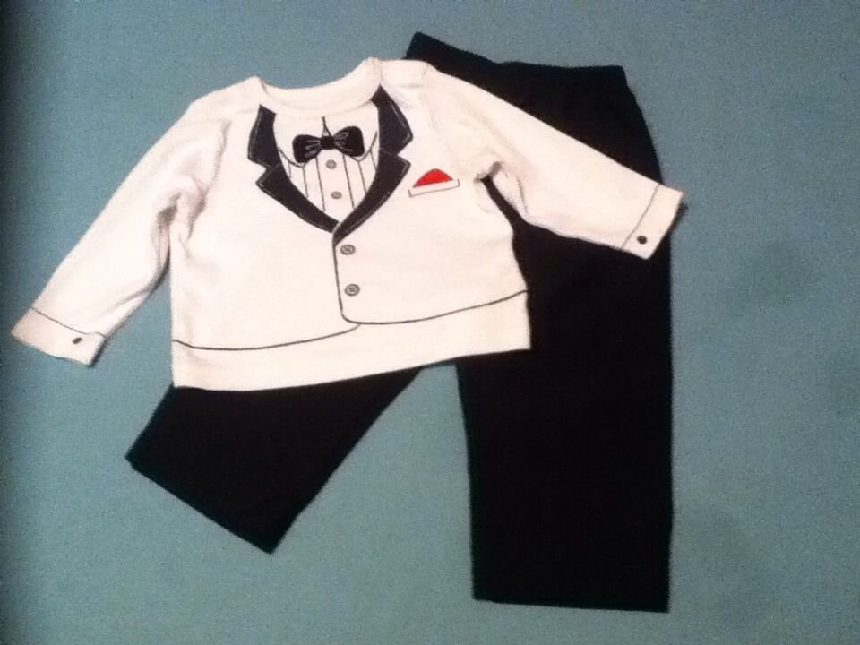 Easter Size 12 mo Little Me faux suit shirt black dress pant formal