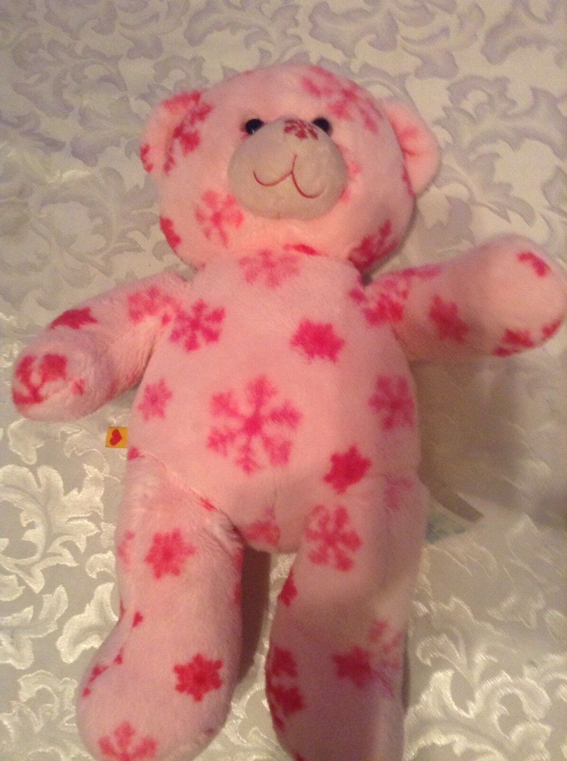 Build A Bear winter snowflakes plush bear  plush pink 18 inch