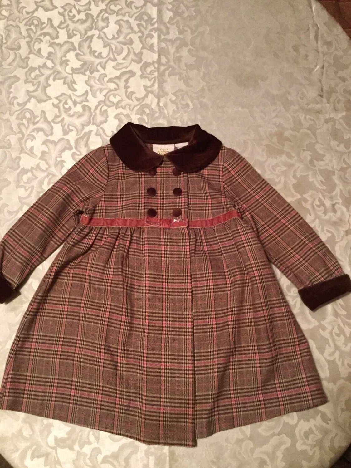 Christmas Little Bitty dress Size 2T brown pink plaid holiday girls