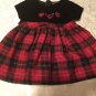 Christmas Size 12 mo Youngland dress black red plaid velour holiday girls
