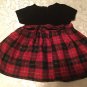 Christmas Size 12 mo Youngland dress black red plaid velour holiday girls