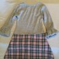 Blueberi Boulevard dress Size 5 silver pink plaid metallic holiday
