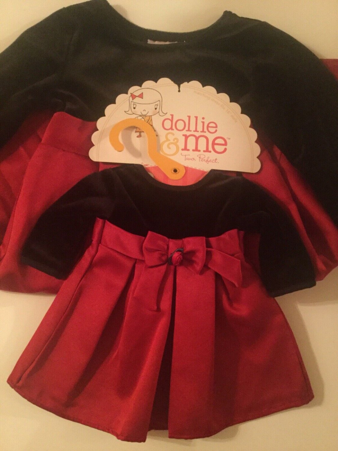 Christmas 2 pc set Dollie and Me dress Size 4T doll size velvet red black