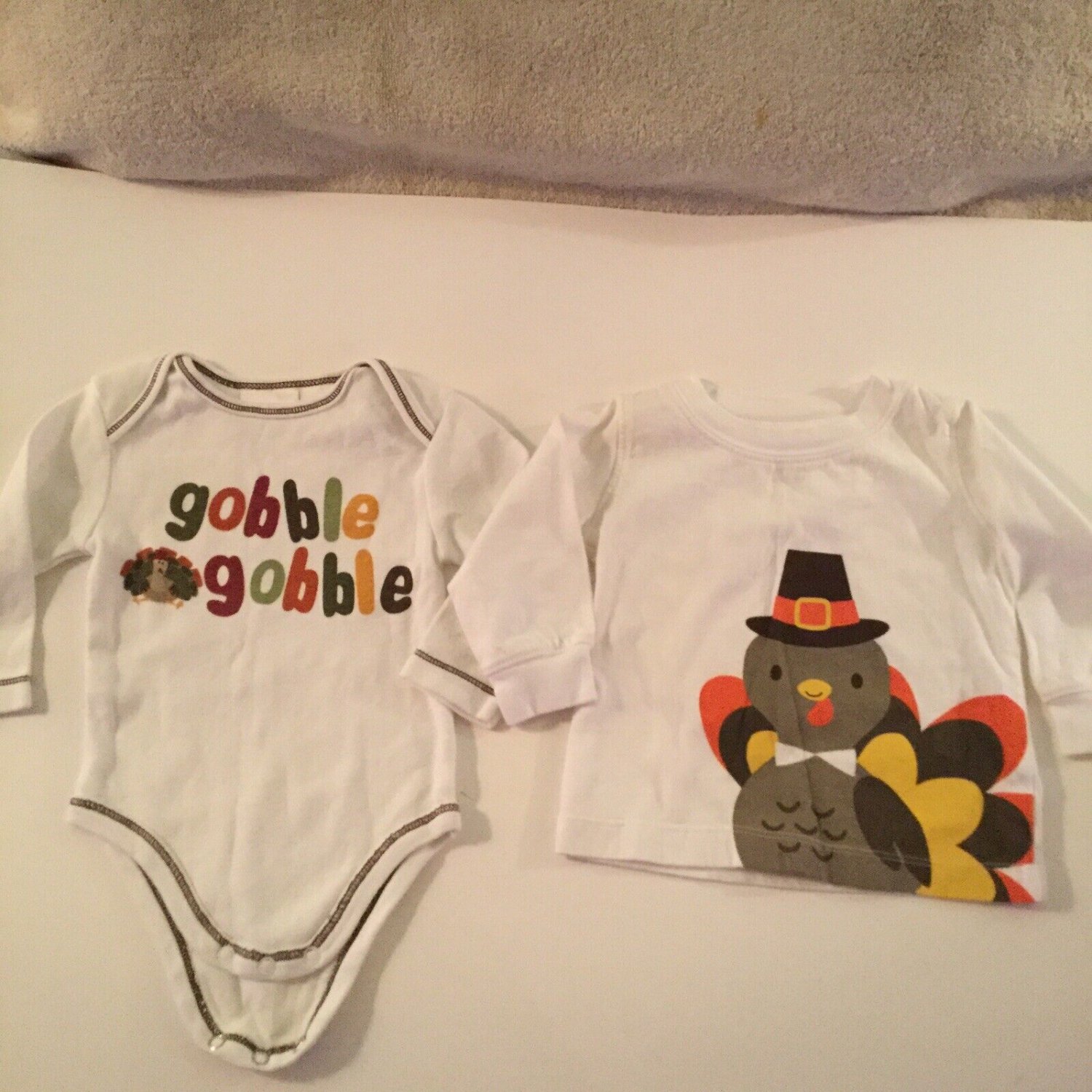Thanksgiving 2 pc lot Size 3 6 mo Miniwear outfit Carters 6 mo turkey shirt