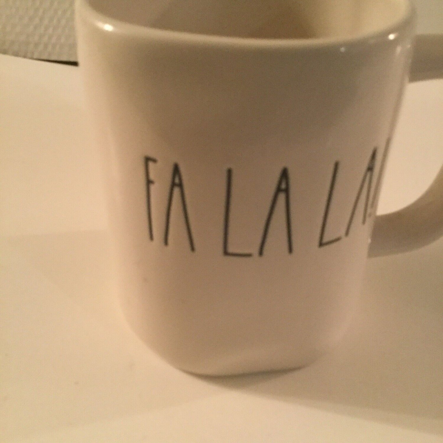 Holiday Rae Dunn mug coffee tea cup FA LA LA ceramic 22 oz large white