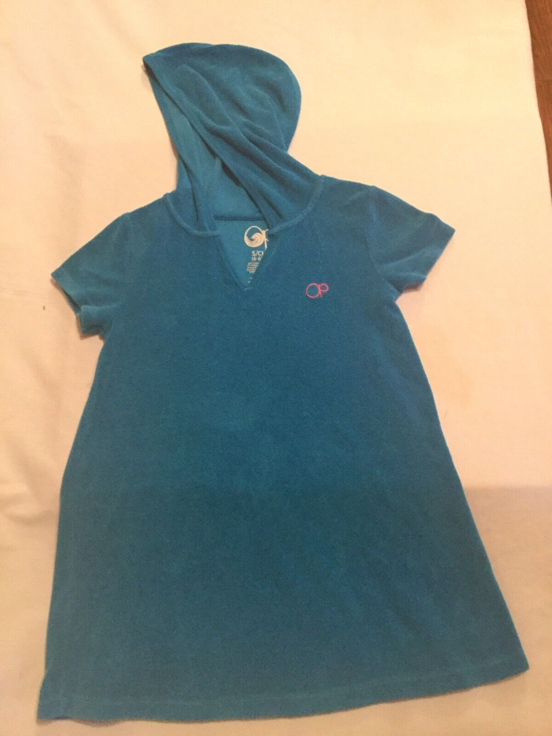 Size 6 6X Op swimsuit cover dress hoodie blue terry cloth