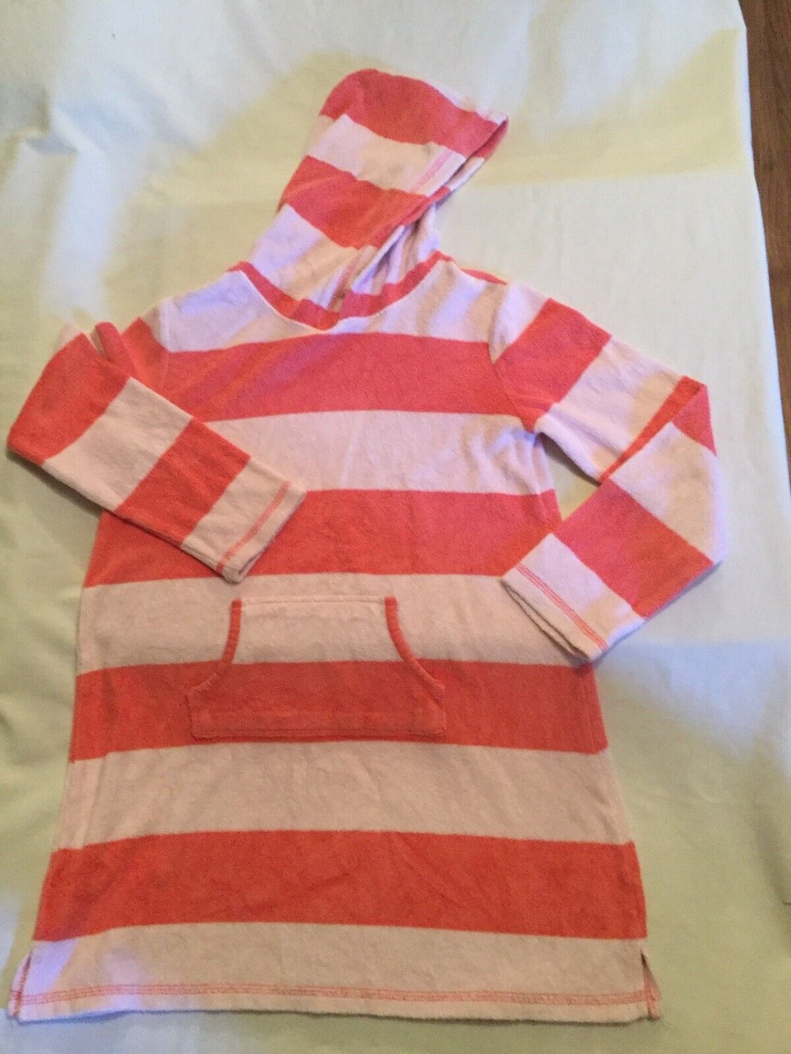Size 7 8 medium Gymboree swimsuit cover dress hoodie striped terry long sleeve