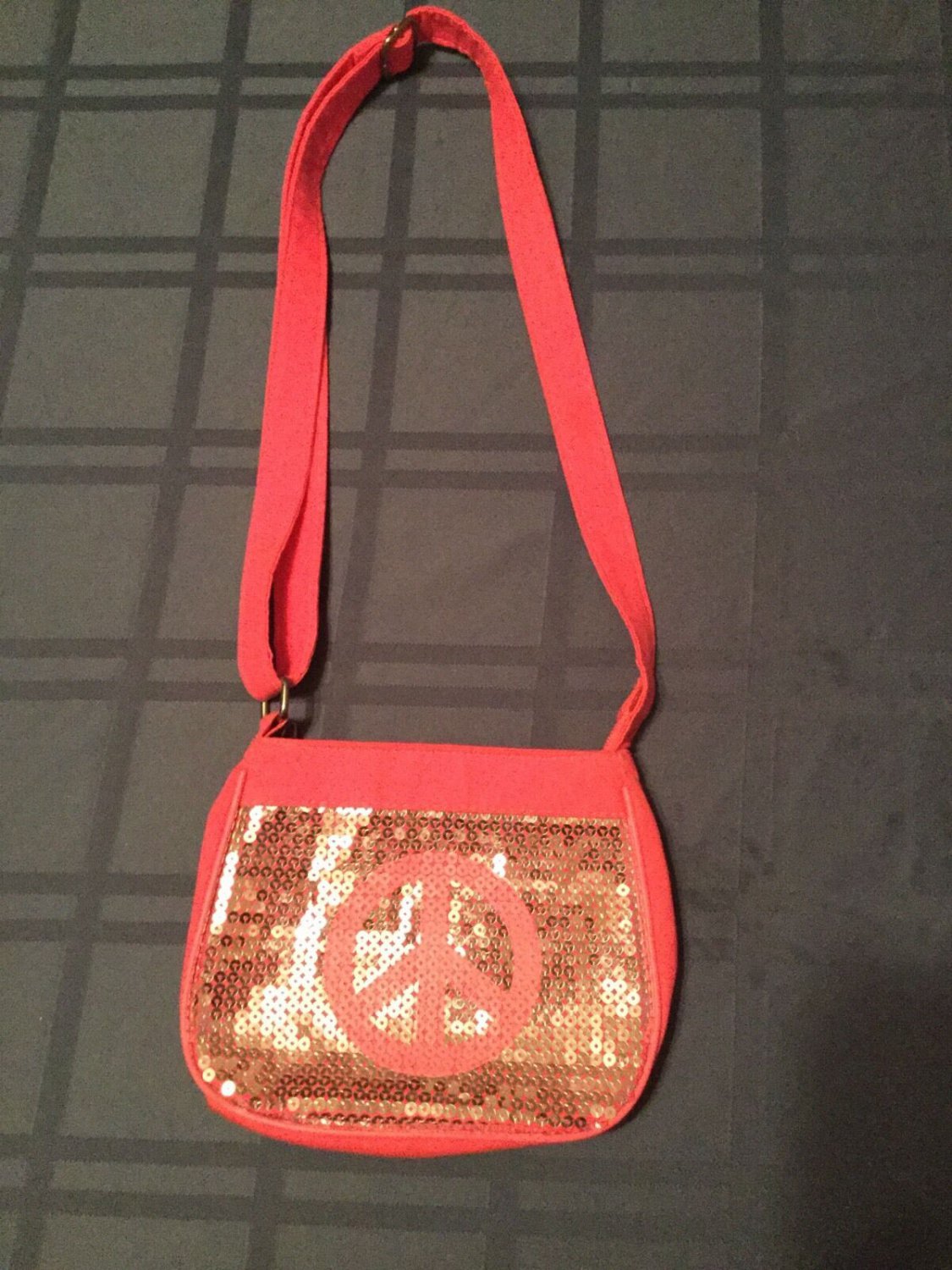 Justice purse pink peace sign adjustable straps girls