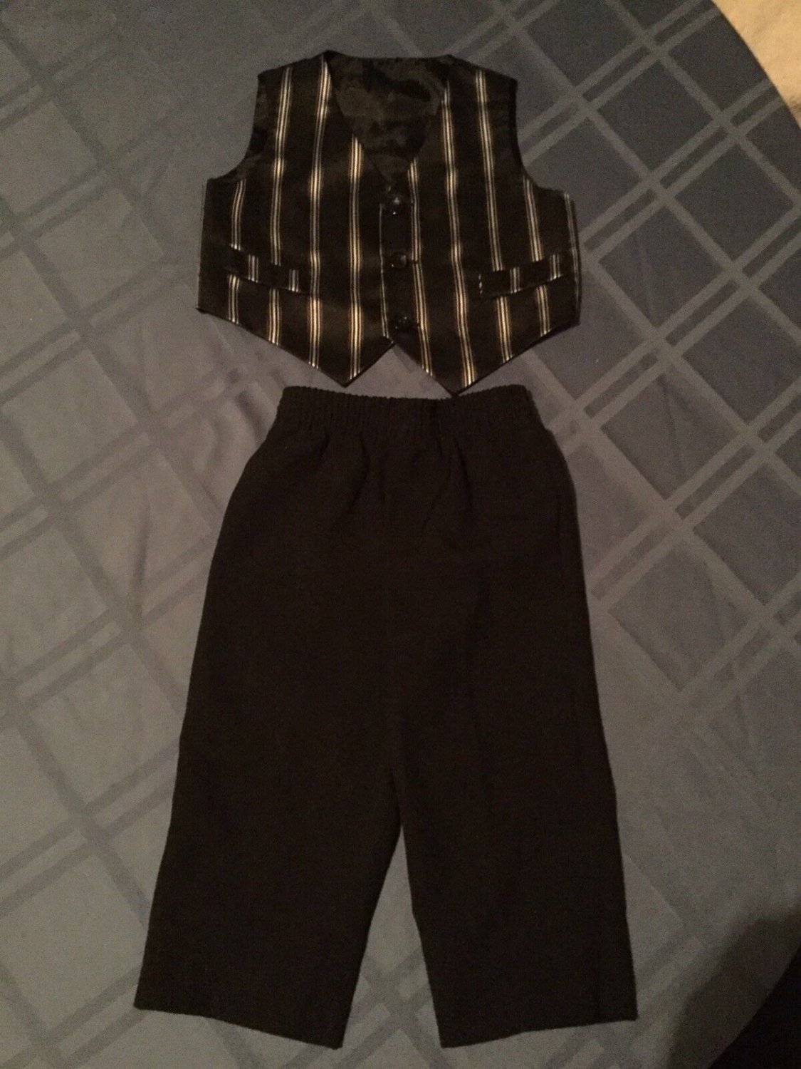Mothers Day George Size 18 mo black striped vest  suit black pants 2 piece