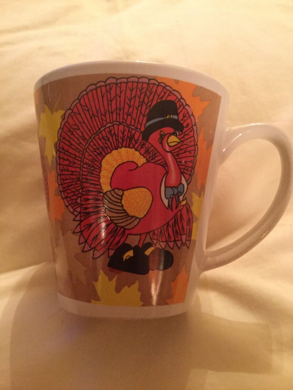 Thanksgiving  holiday mug pilgrim turkey ceramic coffee cup 13 ounce multicolor