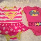 Halloween Size 3 6 mo DC Comics Supergirl dress Batgirl outfit lot of 2 pink